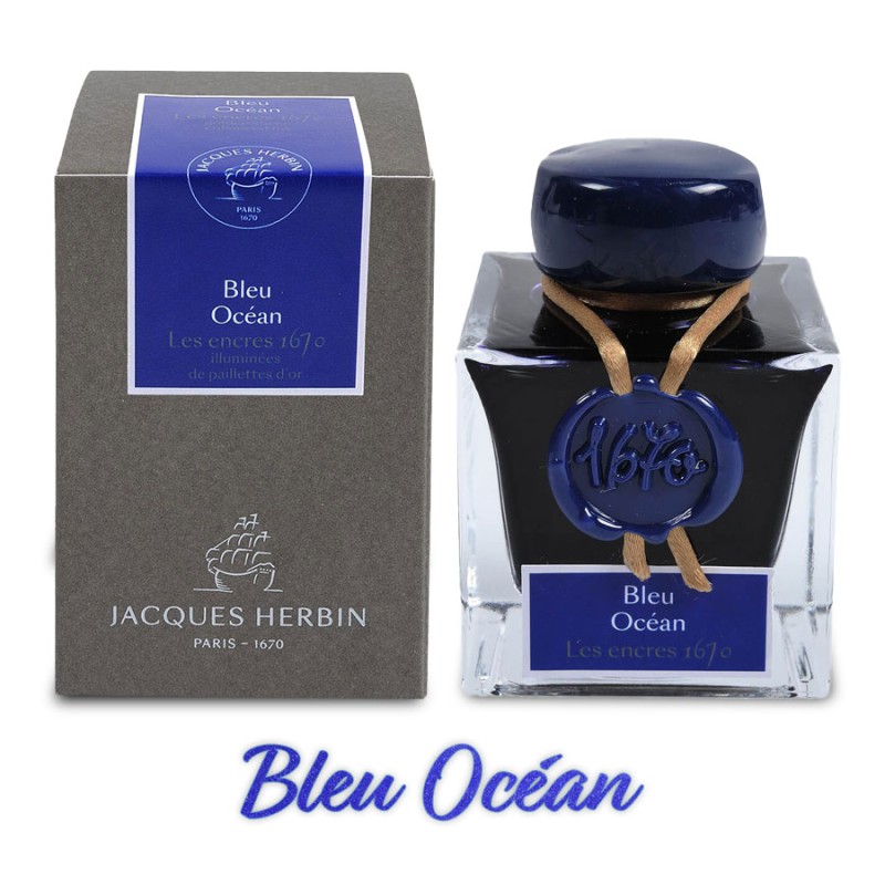 Tintero Herbin 'Bleu Océan' Gold Sheen 50ml