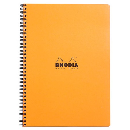 Cuaderno Rhodia A4 Naranja con Espiral Negra Lateral
